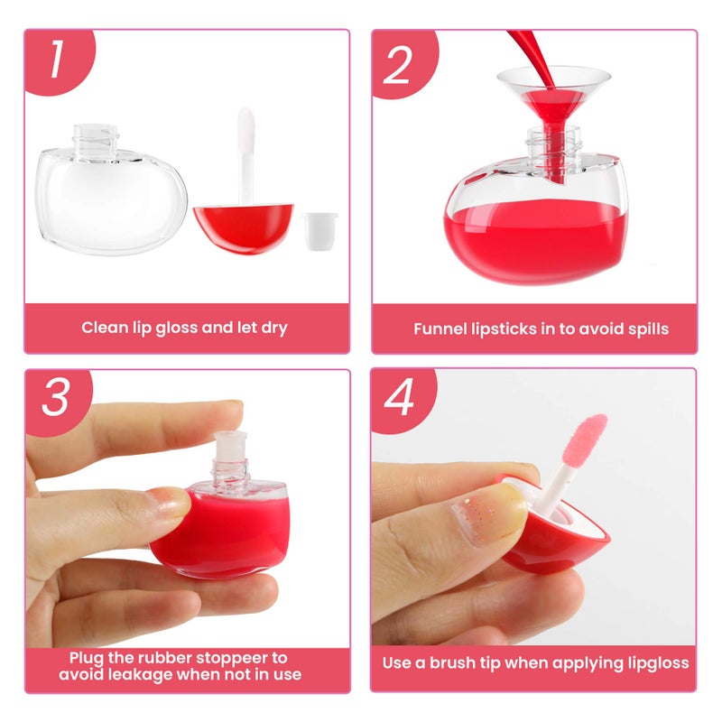 RONRONS 20 Pieces Heart Lip Gloss Tubes, Clear Plastic Empty Lip Gloss Container Cute Heart Shape Mini Lipgloss Tubes with Wand Bulk for Women Girls DIY Cosmetics Small Business - Image 4